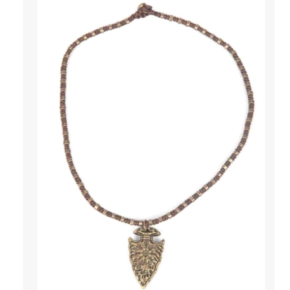 Paparazzi GET YOUR ARROWHEAD IN THE GAME Brass-tone Unisex Necklace